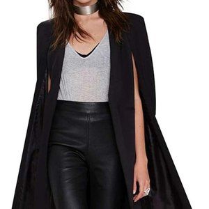 ASMAX HaoDuoYi Women Casual Open Front Longline Blazer Cape Size XL
